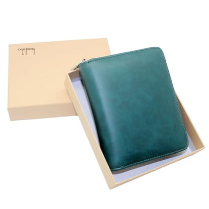 boshiho RFID Blocking 24 Slot Credit Card Holder Wallet Real Leather Multi Card Organizer Wallet with Zipper - color: Blue
