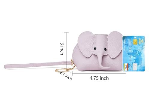 DORIS&JACKY Small Leather Coin Purse for Women Mini Elephant Zipper Wallet - color: 4-Purple