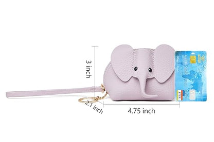 DORIS&JACKY Small Leather Coin Purse for Women Mini Elephant Zipper Wallet - color: 4-Purple