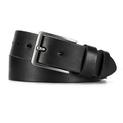 Men's Genuine Leather Casual Belt -Full Grain Leather Belt for Men- 1.5" Handmade Jeans Belt with Gift Box - color: Full Grain Black Belt, size: 46(Fits Waist 42" - 45")