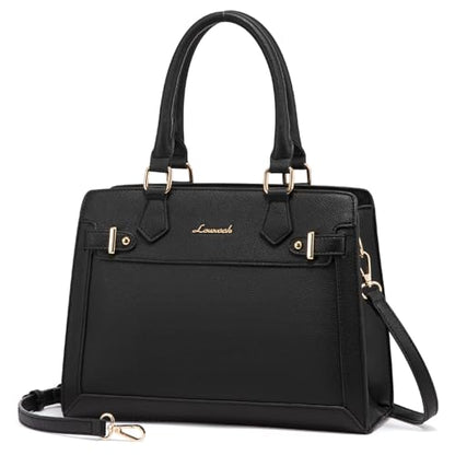 LOVEVOOK Purses and Handbags for Women, Tote Shoulder Bag Satchel Purse and PU Leather Top Handle for ladies - color: Black-s