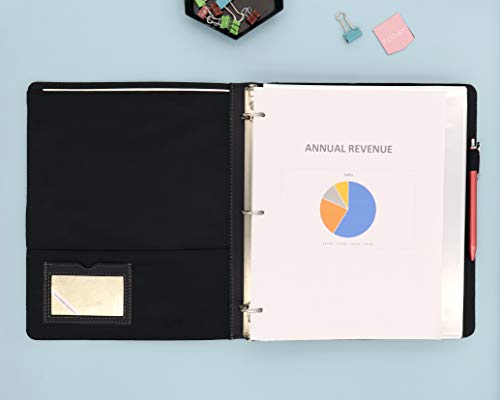 Blue Sky ProView Legacy Black 3 Ring Binder, Letter Size, 1", Textured Faux Leather Cover, Built-in Pockets, Holds 175 Sheets, 6-Pack (10504-C) | Textured Faux Leather Cover, Built-in Pockets, Each holds 175 Sheets, For Office and School - size: 1", style