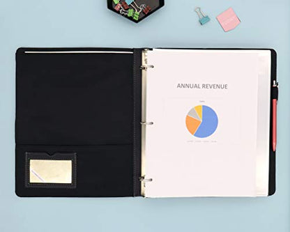 Blue Sky ProView Legacy Black 3 Ring Binder, Letter Size, 1", Textured Faux Leather Cover, Built-in Pockets, Holds 175 Sheets, 6-Pack (10504-C) | Textured Faux Leather Cover, Built-in Pockets, Each holds 175 Sheets, For Office and School - size: 1", style