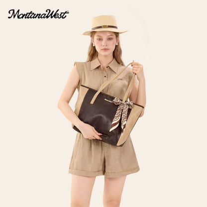 Montana West City Tote Bags Purses and Handbags for Women Causal Bag - color: *Two Tone Coffee