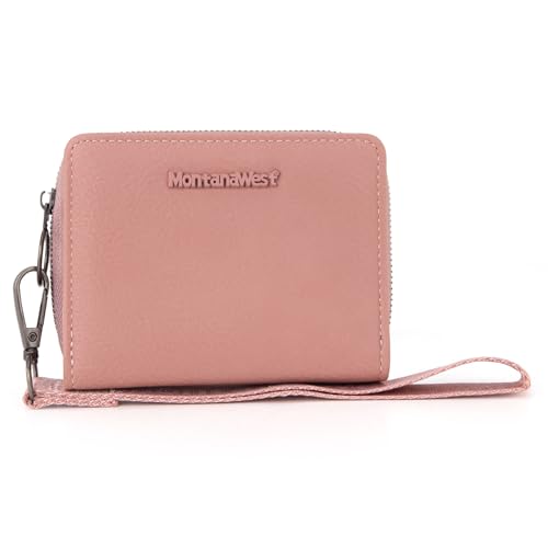Montana West Small Wallet for Women Female Ladies with a Detachable Wristlet Women's Wallet with Rfid Blocking Lining Minimalist Lightweight & Easy to Carry - color: Dark Pink