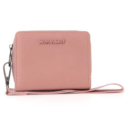 Montana West Small Wallet for Women Female Ladies with a Detachable Wristlet Women's Wallet with Rfid Blocking Lining Minimalist Lightweight & Easy to Carry - color: Dark Pink