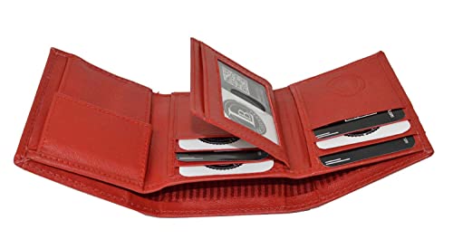 Boys Slim Compact Flap Id and Coin Pocket Trifold Wallet (Red) - color: Red
