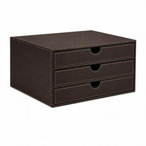 UnionBasic Leather Desktop Drawer Organizer, File Cabinet Magazine Document Holder, Office Supplies Desk Storage Organizer Box, 3 Drawer, Coffee - color: Coffee, size: 3-Drawer Organizer