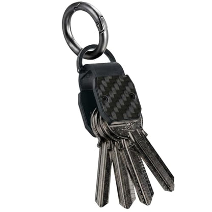Compact Aluminum Mini Key Organizer Holder Keychain with Carabiner Clip. | 34mm x 18mm x18mm, Up to 4 Keys Storage. - color: Aluminum - Mini - Carbon Fiber.
