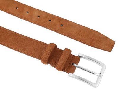 Men's Belt Casual Genuine Leather Suede Belts for Men 1 3/8" Wide Elegant Golf Dress Belt - color: Brown, size: 36(Fit Waist 34")