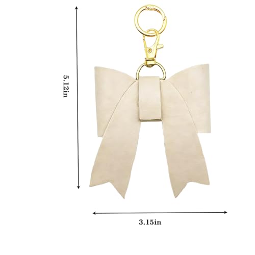 Unpafcxddyig PU Leather Bow Keychain Bag Charms for Women Handbags Backpacks Tote Car Key Rings Accessories - color: White