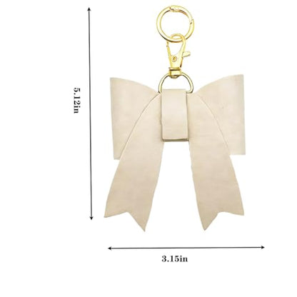 Unpafcxddyig PU Leather Bow Keychain Bag Charms for Women Handbags Backpacks Tote Car Key Rings Accessories - color: White