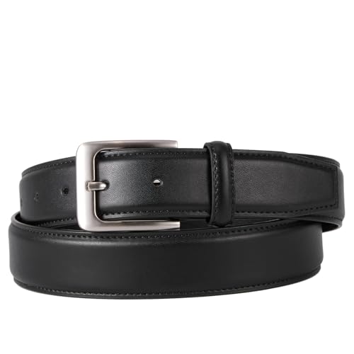 VATAN Men's Genuine Leather Dress Belts, Handmade Classic Every Day Belt | 1 3/8" Genuine Leather Belts for Men, Cow Leather, Solid Buckle,Classic Style, Every Day Dress Casual Jean belt, Gift Box - color: Black, size: 52(Fits Waist 50"-51")