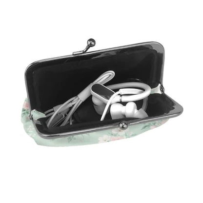 Kiss-lock Coin Purse for Women Change Purses Cute Small Coin Pouch Tiny Coin Wallet (Green Floral) - color: Green Floral