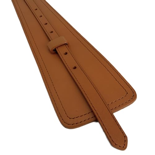 Women Wide Waistband, High and Low Waist Full Grain Leather Skinny Boho Concho Belt - color: Tan, size: 32"(fits 30”-34”)