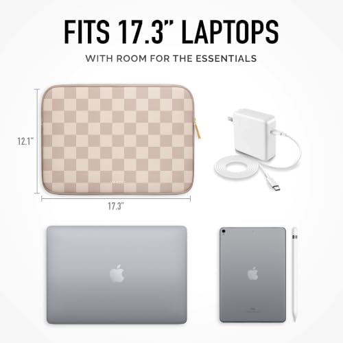 Vandel Slim 17.3 Inch Laptop Sleeve, 17 Inch Laptop Case | Computer Sleeve, Chromebook Cover Bag for HP, Dell, Lenovo, Asus, Acer, MSI Notebook - color: a. Neutral Checker, size: 17 Inch