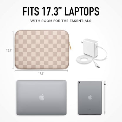 Vandel Slim 17.3 Inch Laptop Sleeve, 17 Inch Laptop Case | Computer Sleeve, Chromebook Cover Bag for HP, Dell, Lenovo, Asus, Acer, MSI Notebook - color: a. Neutral Checker, size: 17 Inch