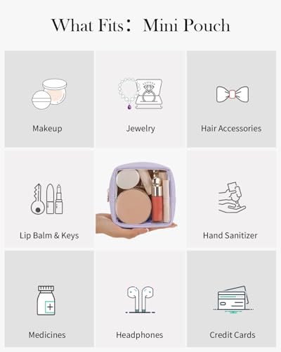 Pocmimut Clear Makeup Bag, Easy to Find Mini Makeup Bag for Purse, Travel Makeup Bag for Car, Compact Cosmetic Pouch for Daily Essentials,Purple - color: Purple, style: Mini