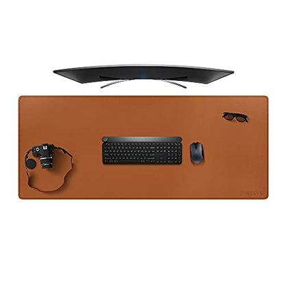 ZORESYN Light Brown Desk Mat 55"x24" Extra Large PU Leather Desk Pad - color: Light Brown, size: 55L x 24W inches