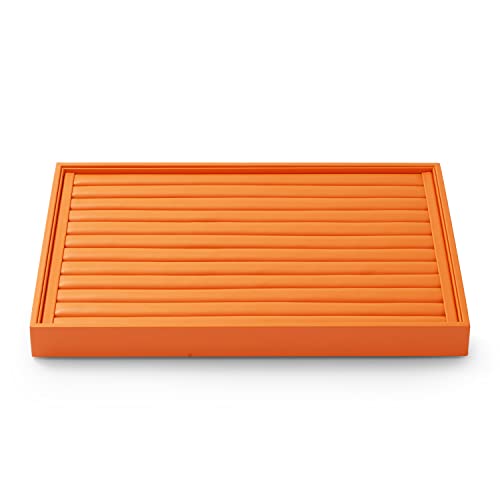 Oirlv Stackable Faux Leather Ring Organizer Tray,Orange | Upright Ring Display,Defined Slot Rows,Stackable Storage,Quick Jewelry Selection,Luxurious Color,13.8×9.5Inch - color: Orange, size: Ring Tray