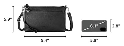 befen Genuine Leather Wristlet Clutch Wallet Purses with RFID Blocking - color: Black