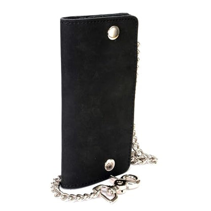 Hot Leathers WLC3106 7" Naked Leather Bifold Wallet w/Chain - color: WLC3106-BLACK, size: 7" - Bi-Fold