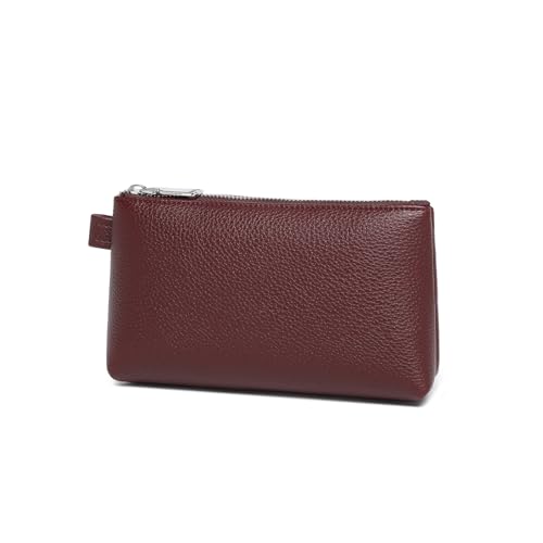 Small Makeup Bag for Purse, Leather Cosmetic (Caramel Color) - color: Caramel Color