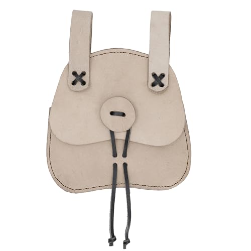 Medieval Leather Sporran Pouch – Durable 5oz Leather with Sinch Loop Closure for Cosplay, Fairs, Reenactments & Outdoor Activities – Fits Belts up to 2.125" - color: Natural