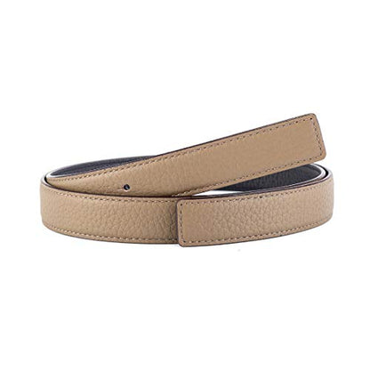Vatee's Women's Reversible Real Leather Replacement Belt Strap No Buckle - color: 210: Black / Khaki, size: EU85 (L 100cm/39in. W 2.5cm/1in)