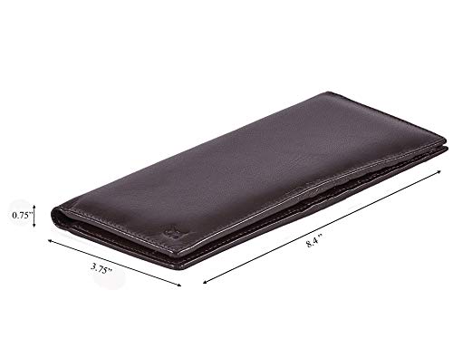 Long Wallet for Men Women Leather Slim Bifold RFID Blocking Card Holder | Real Top Grain Leather, Stylish 18 Credit Card Slots, 2 ID Windows, 2 Currency Sleeves, Gift Box, (Coffee, Nappa) - color: Coffee Nappa
