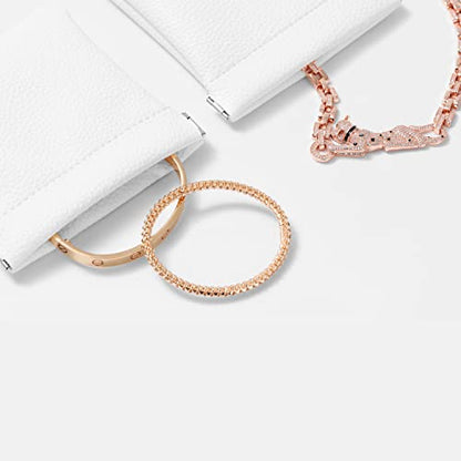 2 Pack PU Leather Slim Engagement Wedding Ring Pouch Leather Jewelry Pouch Christmas,Wedding Party Favor Gift Bag(Pearl White) - color: Pearl White, size: 2.99" x 2.56"