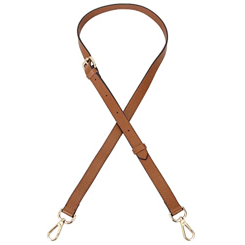 LIVE UP Full Grain Leather Adjustable Replacement Cross Body Purse Shoulder Strap Handbag Bag Wallet, 2/3” Wide(Brown) - color: Brown