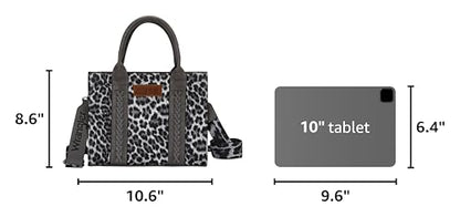 Wrangler Tote Bag for Women Designer Satchel Handbags Top-handle Purses with Strap - color: Leopard-light Grey