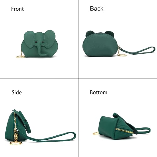 DORIS&JACKY Small Leather Coin Purse for Women Mini Elephant Zipper Wallet - color: 2-Lake blue