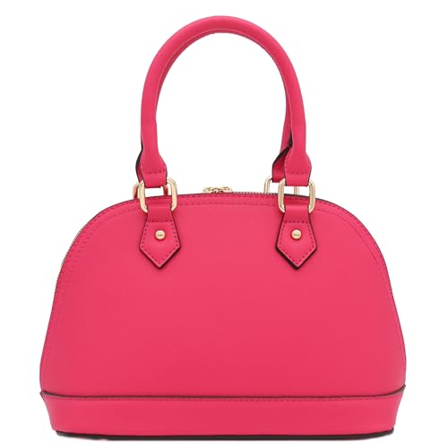 Zip-Around Saffiano Classic Dome Satchel - color: Fuchsia