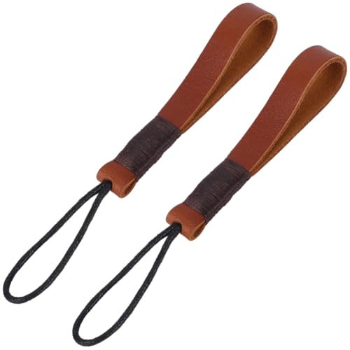 2PCS Brown Cowhide Lanyard Car Keychain Holder Rope Strap Genuine Leather Car Key Fob Keychain Handmade Lightweight Soft Full Grain Leather Keyring Accessories for Men Women - color: Brown