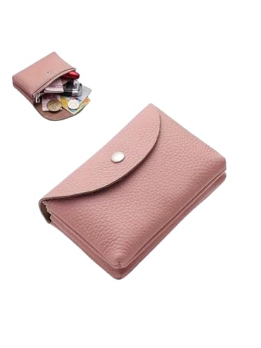 Genuine Real Leather Coin Purse Small Wallet for Women Men, Card Holder Case, Jewery Lipstick Organizer (Pink) - color: #04 Pink