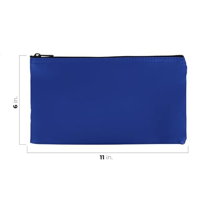 Royal Blue Expanded Vinyl Reusable Deposit Bag 11Wx 6H with Heavy Duty Zipper for Cash Checks and Documents - color: Royal Blue, size: 11" W x 6" H