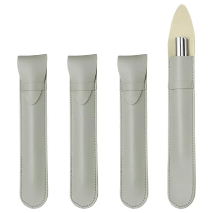 PATIKIL 4Pcs Leather Pen Pouch Sleeve, Leather Fountain Pen Holder Case Protective Cover for Storing Ball Points Pencils Fountain Office Business Gifts, Gray - color: Gray