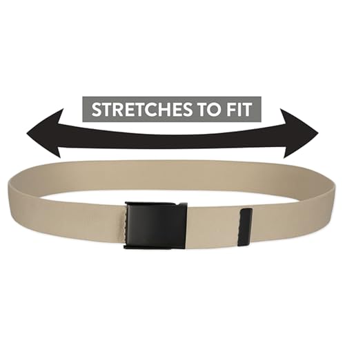 Columbia Men's Military Plaque Buckle Fabric Belt- One Size 42" Length - Everyday and Outdoor Wear - color: Khaki Stretch Strap