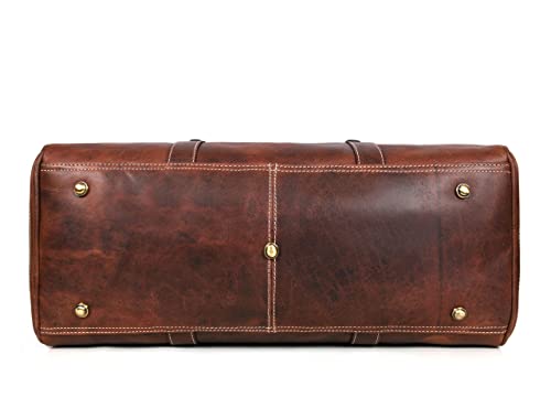 Leather Travel Duffel Bag | Gym Sports Bag Airplane Luggage Carry-On Bag | Gift for Father's Day By Aaron Leather Goods - color: Chestnut