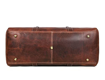 Leather Travel Duffel Bag | Gym Sports Bag Airplane Luggage Carry-On Bag | Gift for Father's Day By Aaron Leather Goods - color: Chestnut
