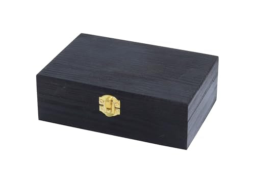 Creative Hobbies Small Black Wooden Keepsake Box with Gold Clasp - 6″ × 4″ × 2″ Painted Storage Case for Jewelry, Photos, Crafts & Gifts