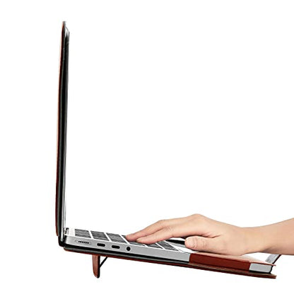 MOSISO PU Leather Sleeve Compatible with MacBook Pro 14 inch, Brown | 2026-2021 M5-M1 A3426 A3427 A3434 A3112 A3185 A3401 A2918 A2992 A2779 A2442, Folio Protective Stand Cover Sleeve Case - color: Brown