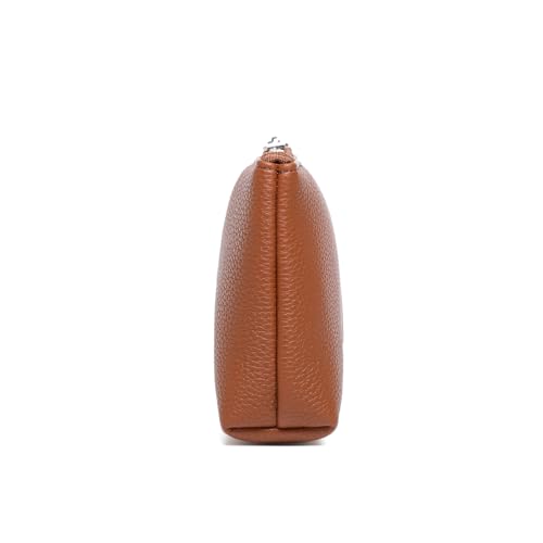 Small Makeup Bag for Purse, Leather Cosmetic (Saddle Brown) - color: PU/Saddle Brown