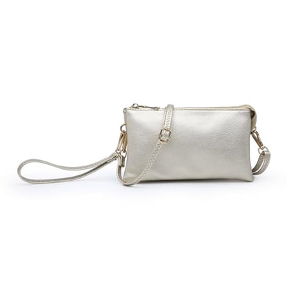 JEN & CO. Riley Small Crossbody Bags Vegan Leather Wristlet Wallets Clutch Purses Shoulder Handbag for Women - color: Lt. Gold
