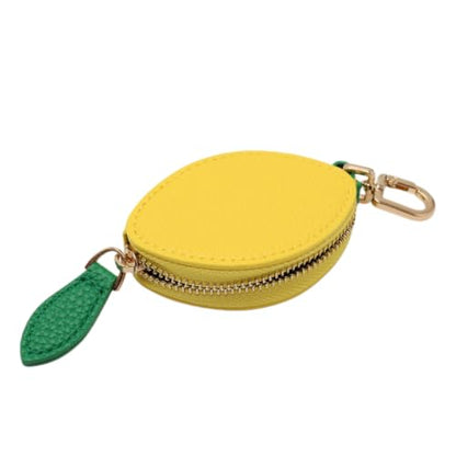 MC Fashion Fruit PU Leather Mini Coin Purse Bag Charm (Lemon) | Smooth secure zipper, fine edge stitching, versatile daily accessory, delicate bag ornament, sweet gift for women & girls - color: Lemon