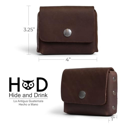 Hide & Drink, Thick Leather Riveted Horizontal Waist Wallet, Holds Up to 12 Cards Plus Folded Bills Coin Holder Organizer, Handmade, Bourbon Brown