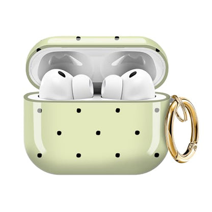 Compatible with AirPods Pro 3 (2025) Case Soft TPU with Cute Golden Keychain Cover Leopard Paint Case for Girls Women for Airpod Pro 3 - Yellow Polka dot - color: yellow polka dot