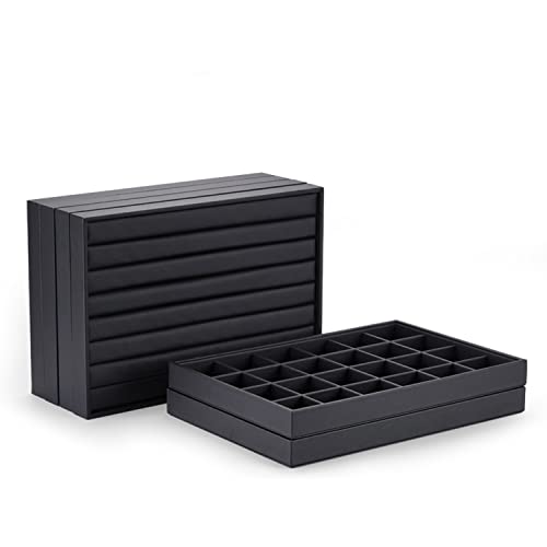 Black PU Leather 24-Grid Jewelry Necklace Pendant Organizer Tray | with removable insert, scratch-resistant divided storage, ideal for home drawer organization and retail jewelry display - style: Necklace Tray